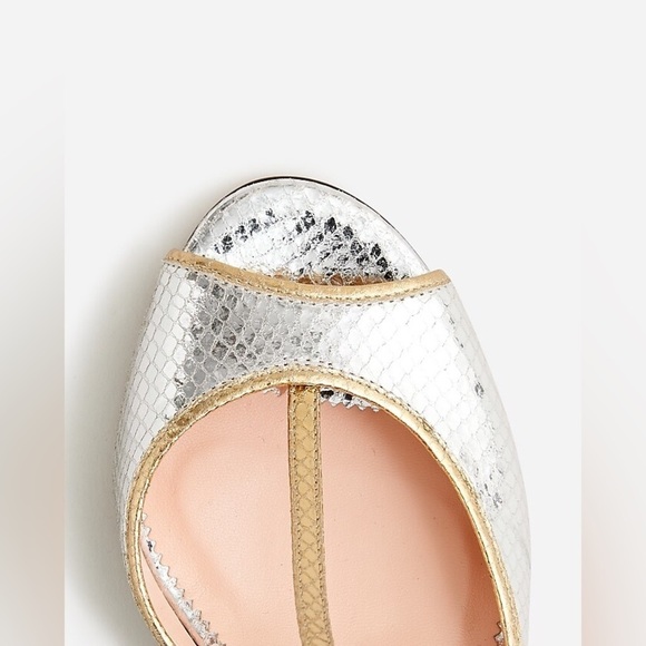 J Crew Collection Rylie T-strap heels in snake-embossed Italian leather BV720 - Picture 2 of 6